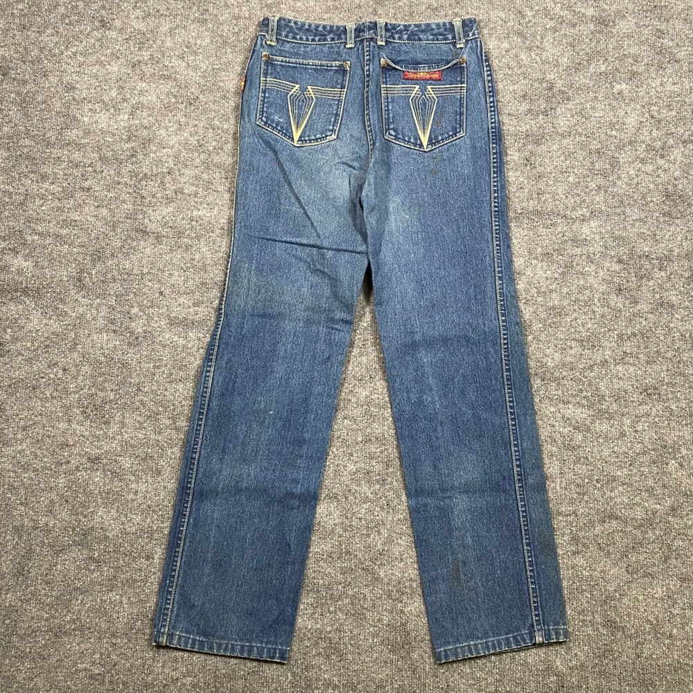 Sergio Valente Mens Blue Denim‎ Jeans Straight Leg Size 30x36 (Meas 27x28)